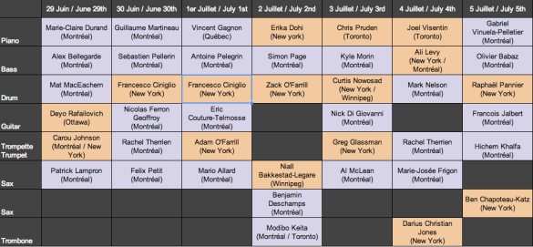 Calendrier Jazz Composers Series 2014